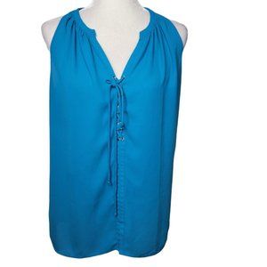 Violet + Claire Sleeveless Blouse Top Size Medium Blue V-Neck